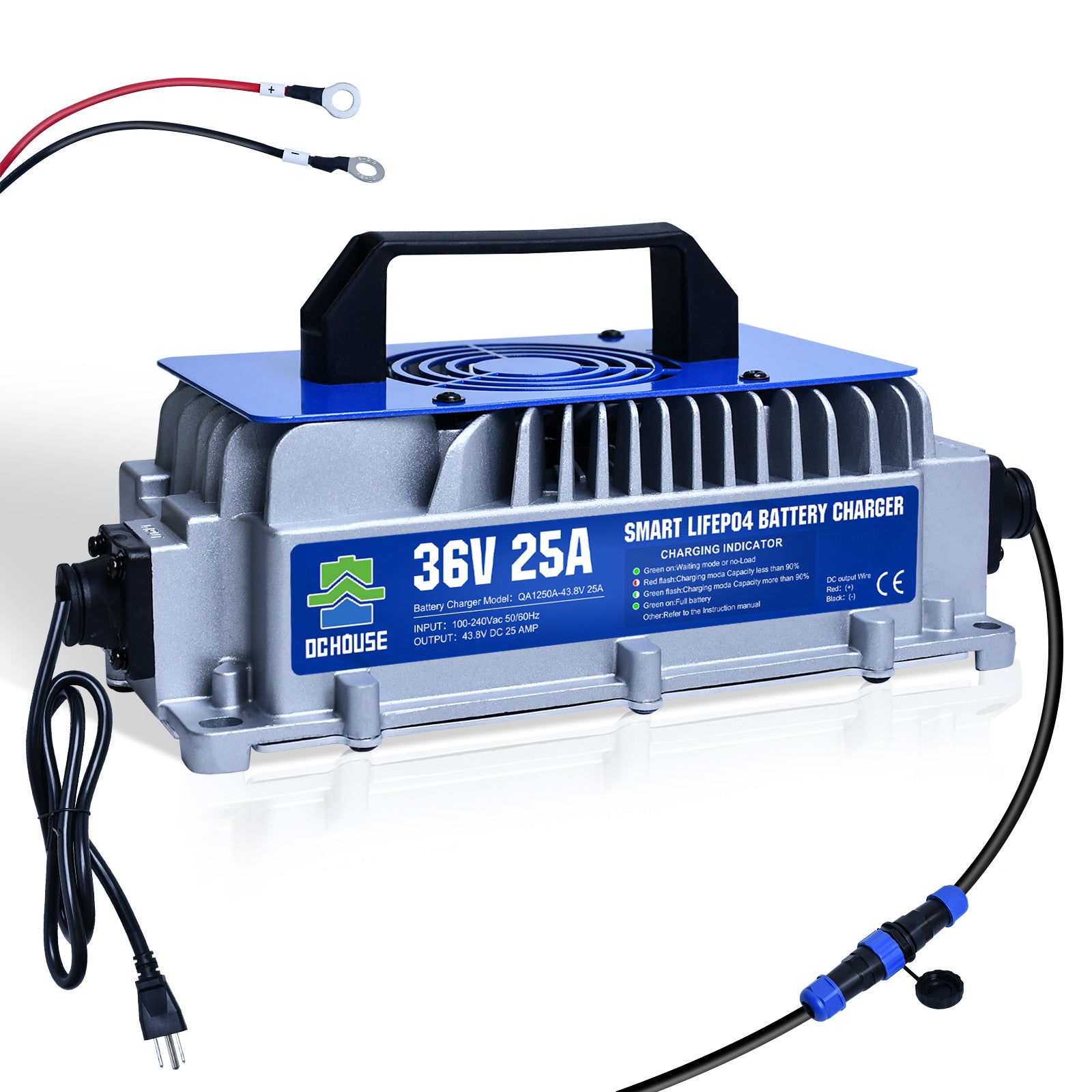 36V 25A AC-zu-DC LiFePO4 Tragbares Batterieladegerät