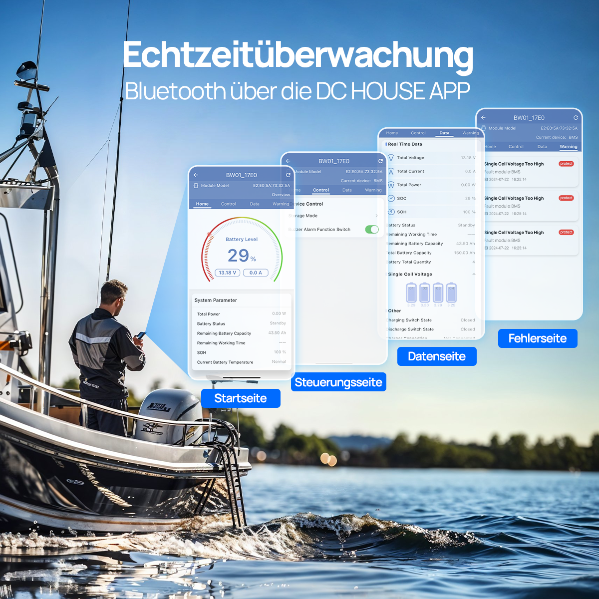 12V 100Ah mit Niedertemperaturschutz & Bluetooth & SOC- und BMS-Anzeige