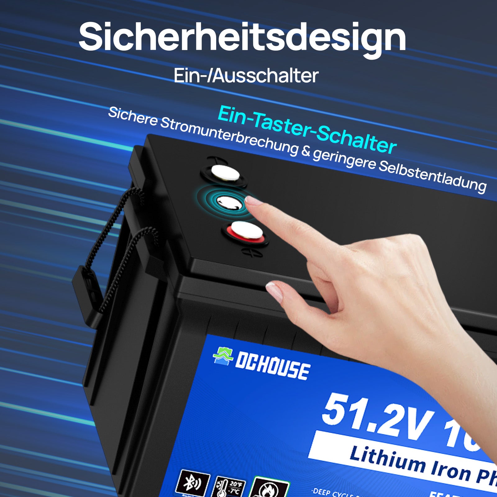 48V 100Ah LiFePO4 Batterie Bluetooth und Niedertemperaturschutz & Ladegerät