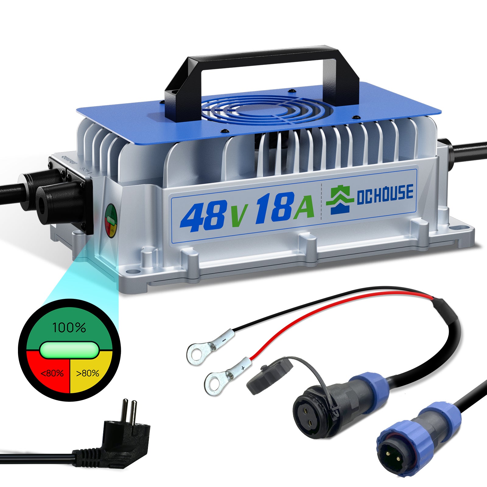 48V 18A AC-zu-DC LiFePO4 Tragbares Batterieladegerät