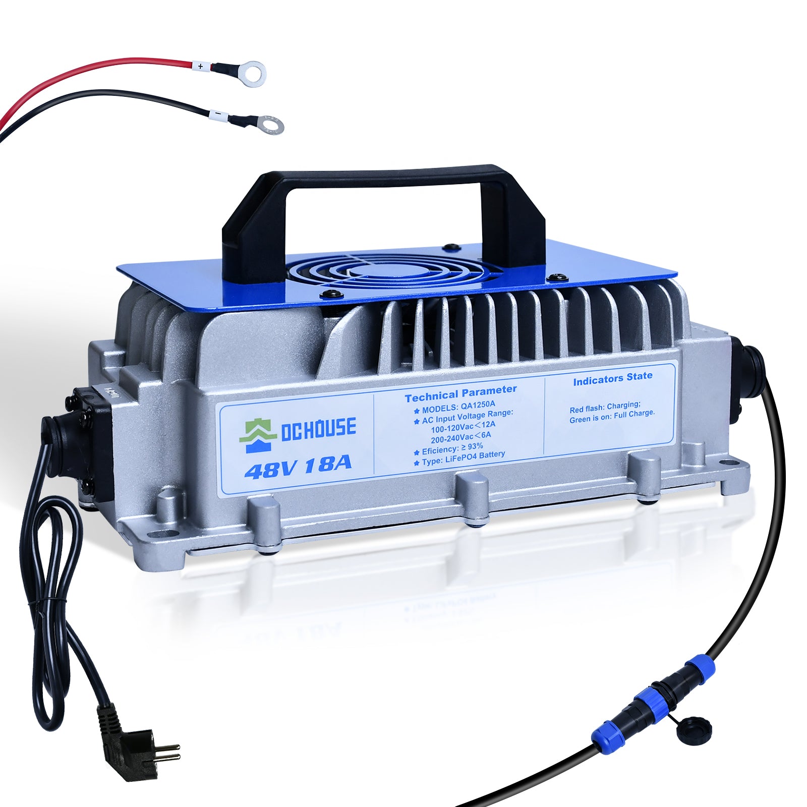 48V 18A AC-zu-DC LiFePO4 Tragbares Batterieladegerät