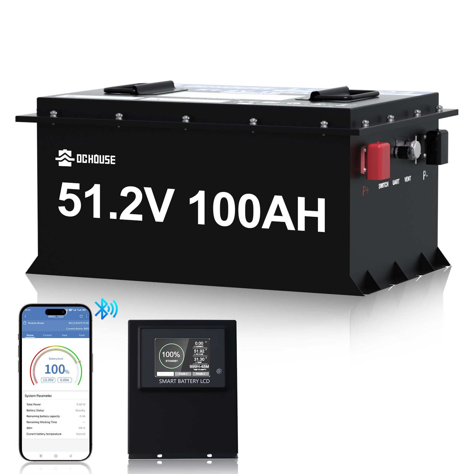 48V 100Ah LiFePO4 Lithium-Golfwagen-Batterie mit Metallgehäuse