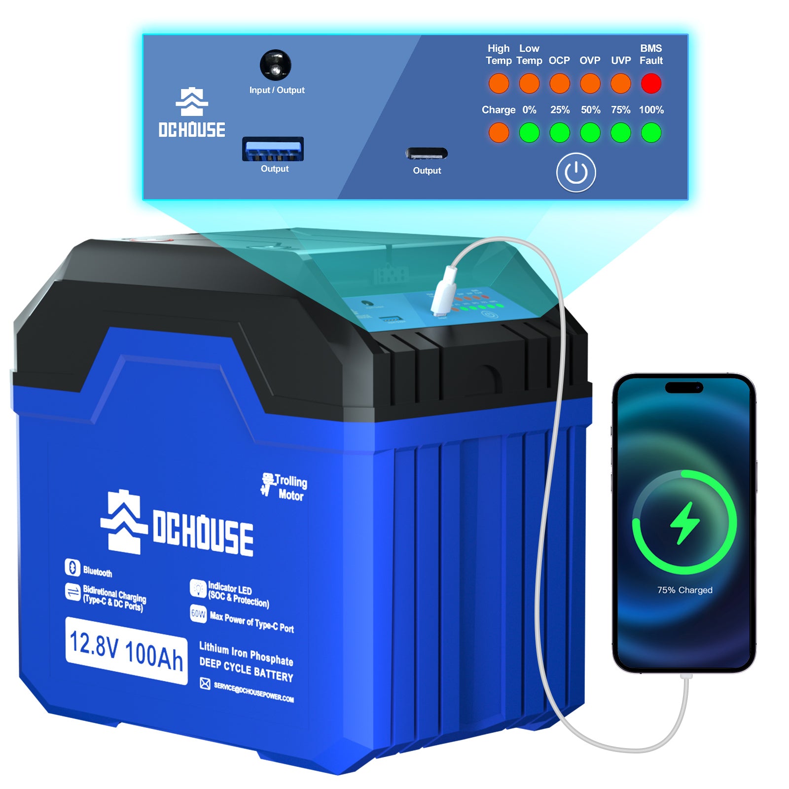 12V 100Ah 3.0 Tragbare mit Bluetooth & Niedrigtemperaturschutz