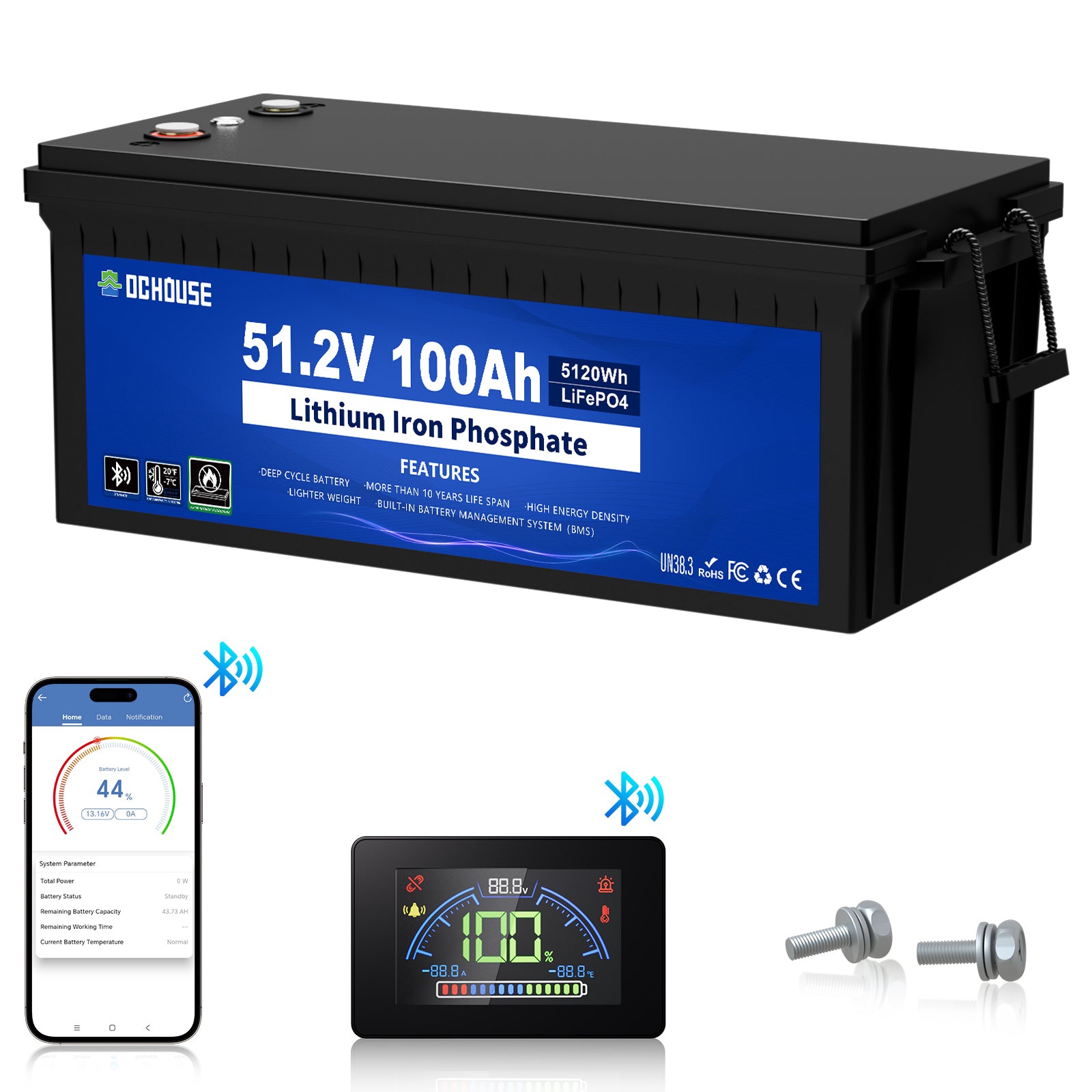 48V 100Ah LiFePO4 Batterie  Bluetooth und Niedertemperaturschutz