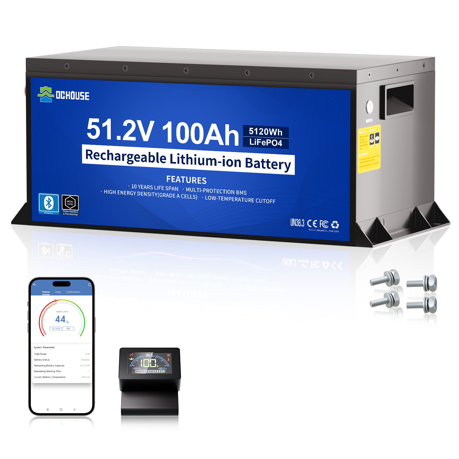 [15 Tage Vorverkauf]48V 100Ah LiFePO4 Batterie mit Metallgehäuse, Bluetooth und Niedertemperaturschutz