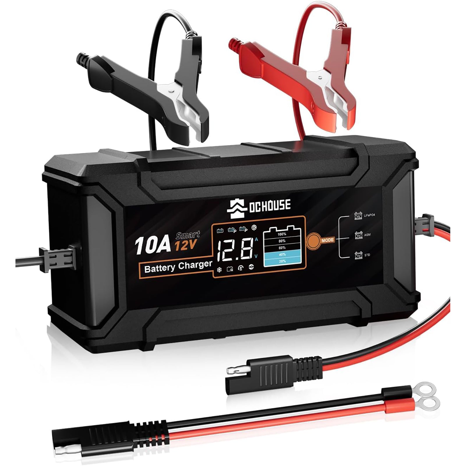 12V 10A Ladegerät mit LCD für AGM & LiFePO4