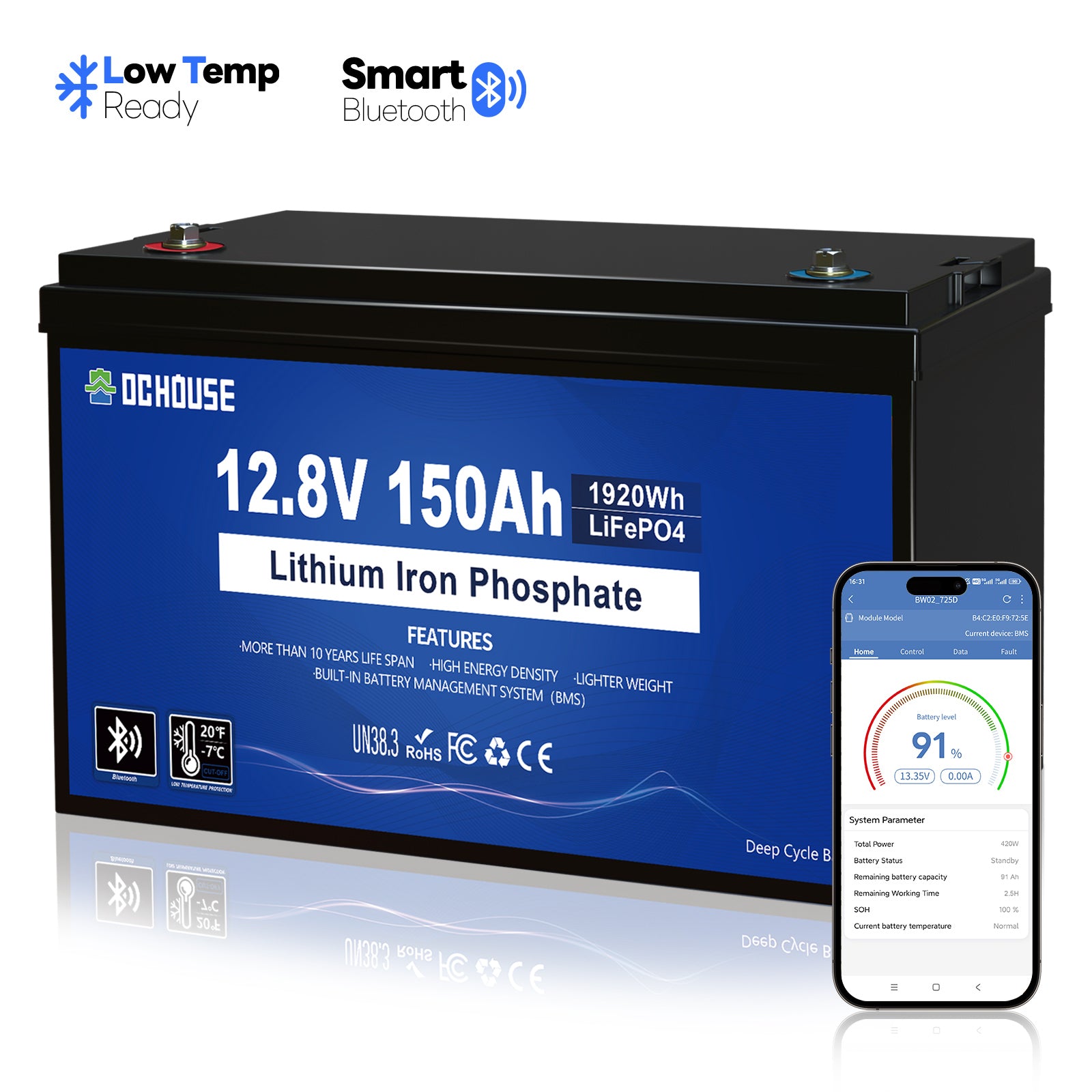 12V 150Ah LiFePO4 Bluetooth & KTS