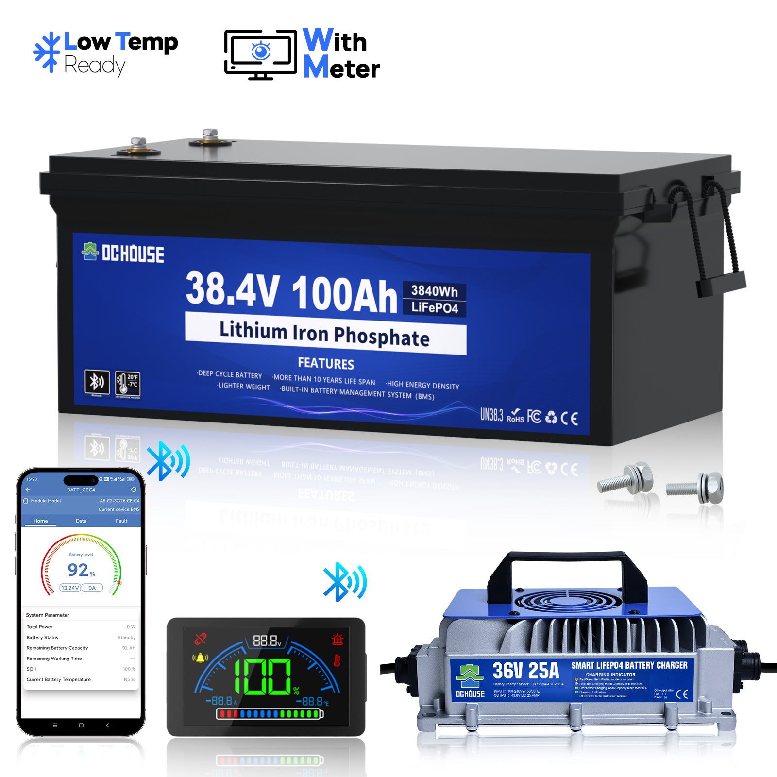 36V 100Ah Kälteschutz, Bluetooth