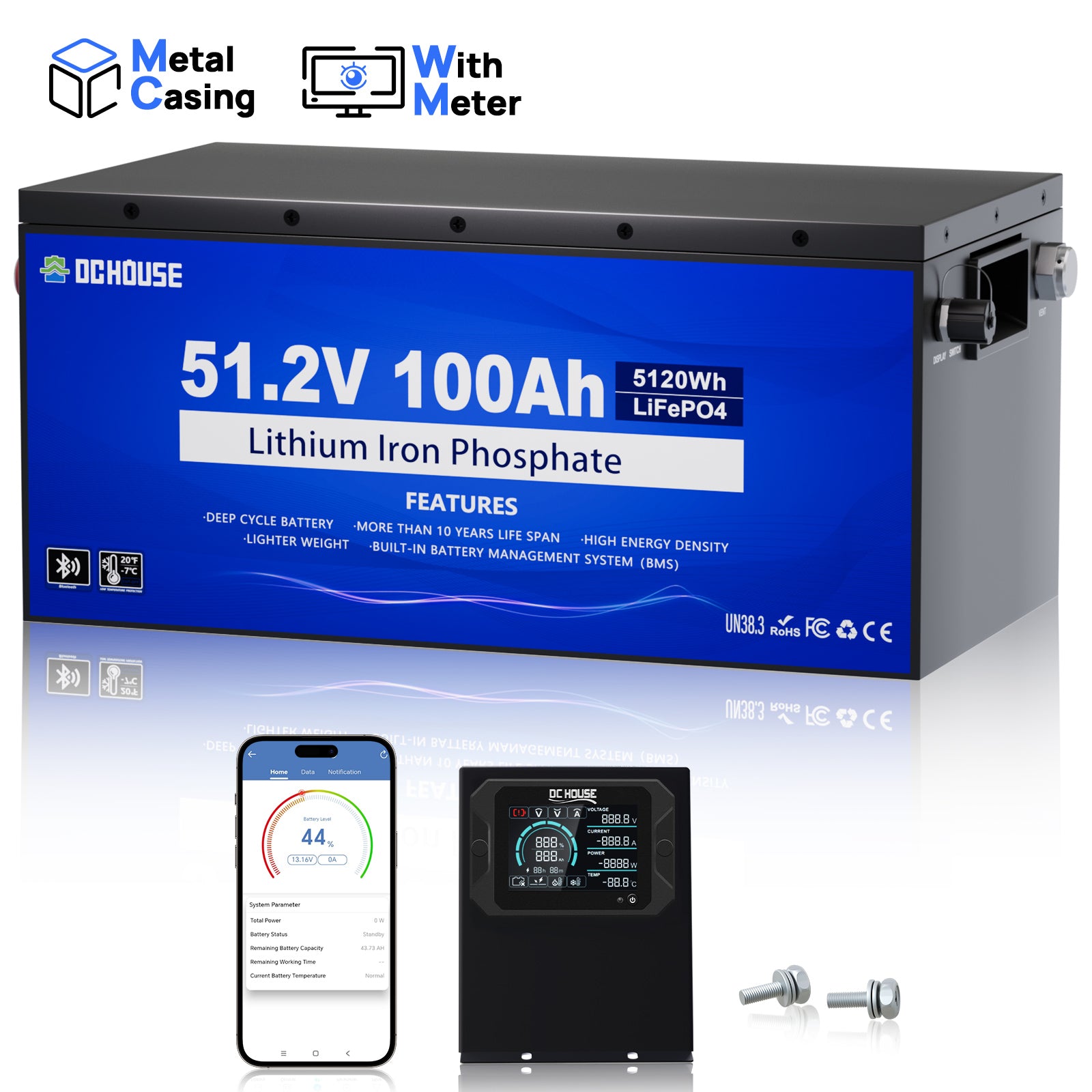 48V 100Ah Lithium-Batterie mit Metallgehäuse